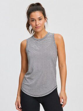 Lululemon Striped Workout Top Size 6 | Sleeveless Athletic Tank Curved Hem